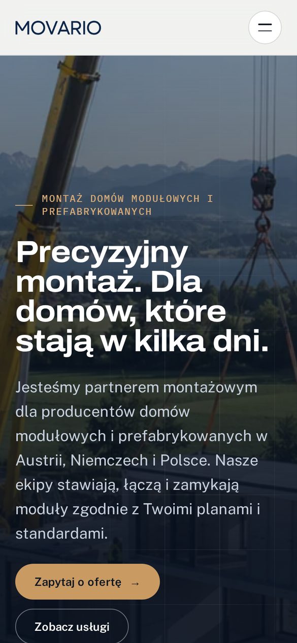 Strona główna movario.pl na telefonie